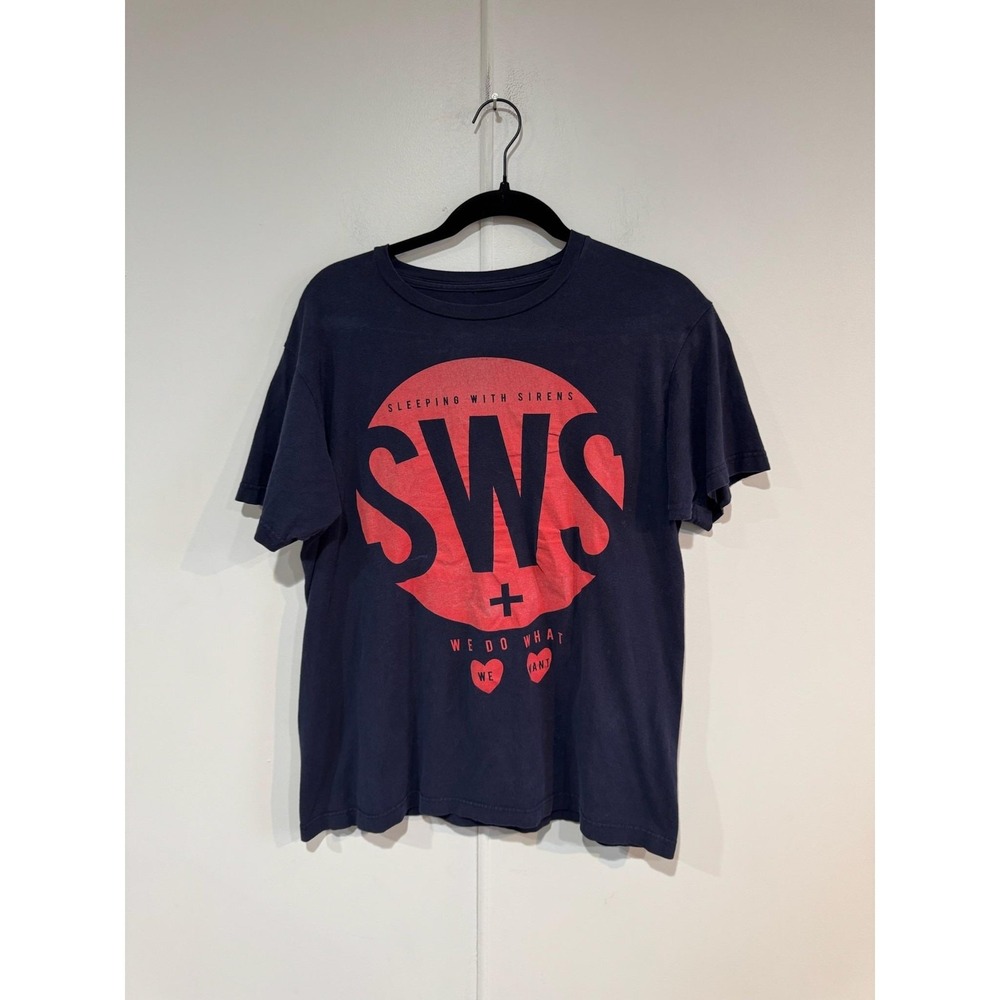 Sleeping With Sirens SWS Shirt Mens Medium Blue Band Tee T-Shirt Music Rock